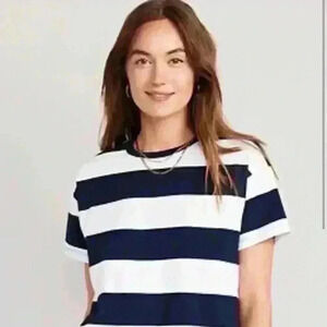Old Navy White and Navy Striped Shirt